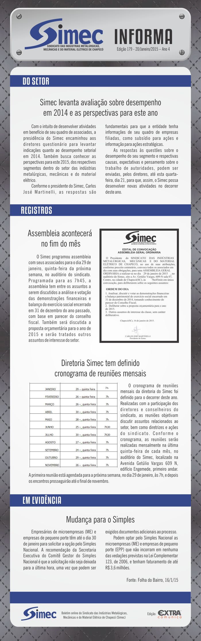 SIMEC - Sindicato das Indstrias Metalrgicas, Mecnicas e do Material Eltrico de Chapec/SC -