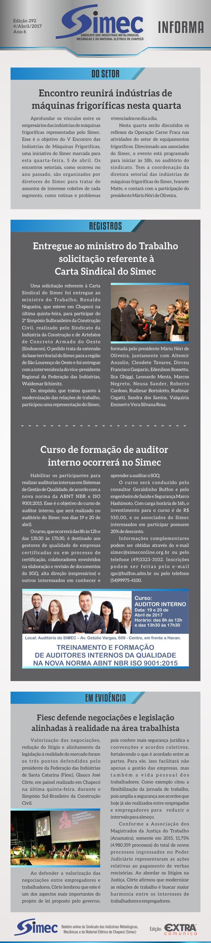 SIMEC - Sindicato das Indstrias Metalrgicas, Mecnicas e do Material Eltrico de Chapec/SC -