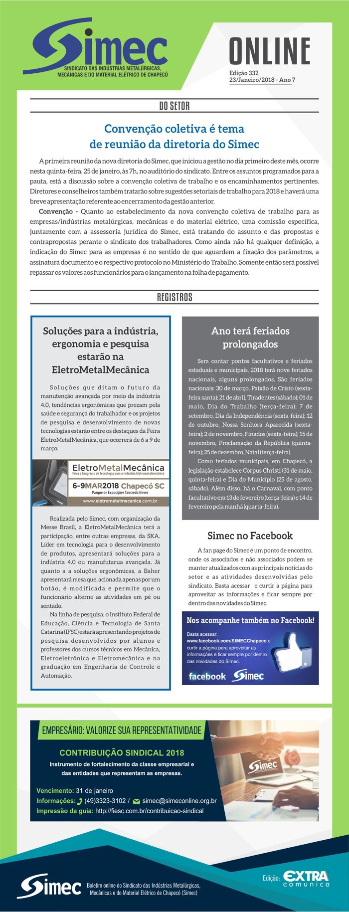 SIMEC - Sindicato das Indstrias Metalrgicas, Mecnicas e do Material Eltrico de Chapec/SC -