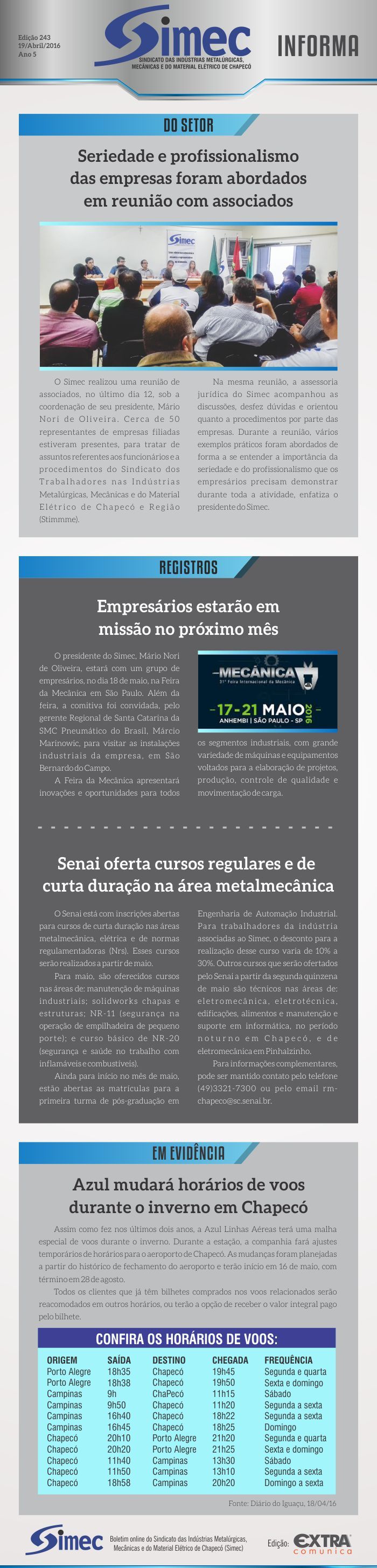 SIMEC - Sindicato das Indstrias Metalrgicas, Mecnicas e do Material Eltrico de Chapec/SC -