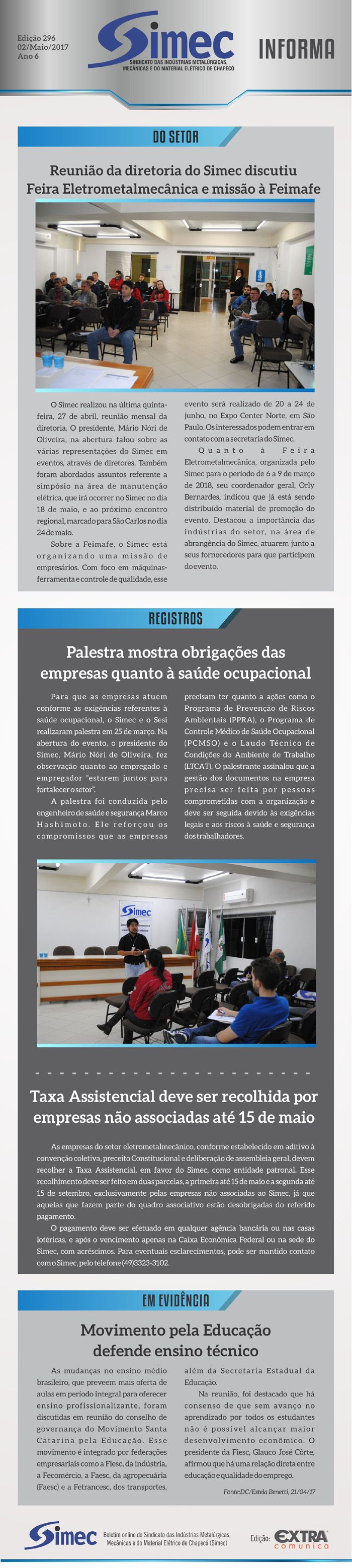 SIMEC - Sindicato das Indstrias Metalrgicas, Mecnicas e do Material Eltrico de Chapec/SC -