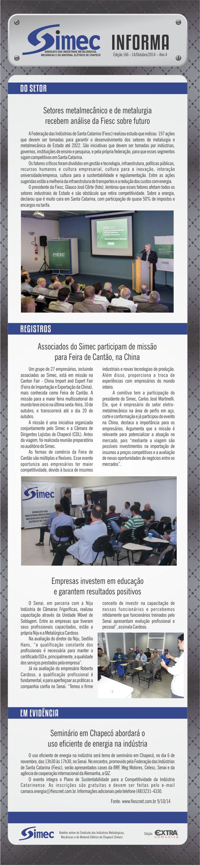 SIMEC - Sindicato das Indstrias Metalrgicas, Mecnicas e do Material Eltrico de Chapec/SC -