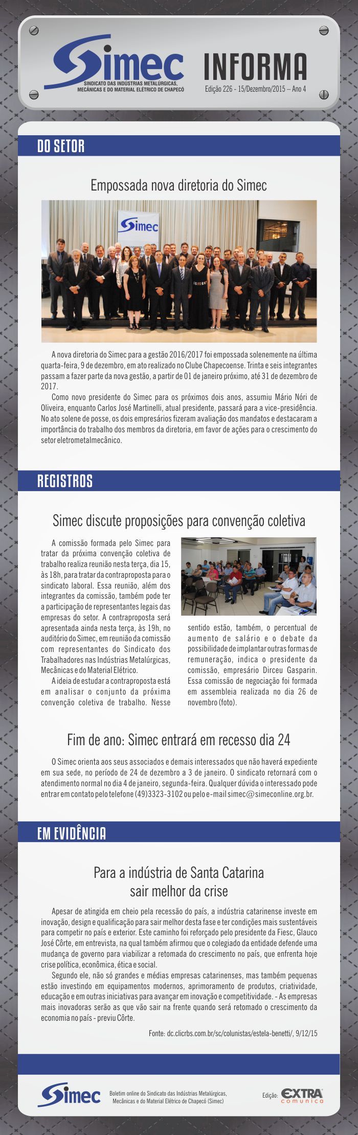 SIMEC - Sindicato das Indstrias Metalrgicas, Mecnicas e do Material Eltrico de Chapec/SC -