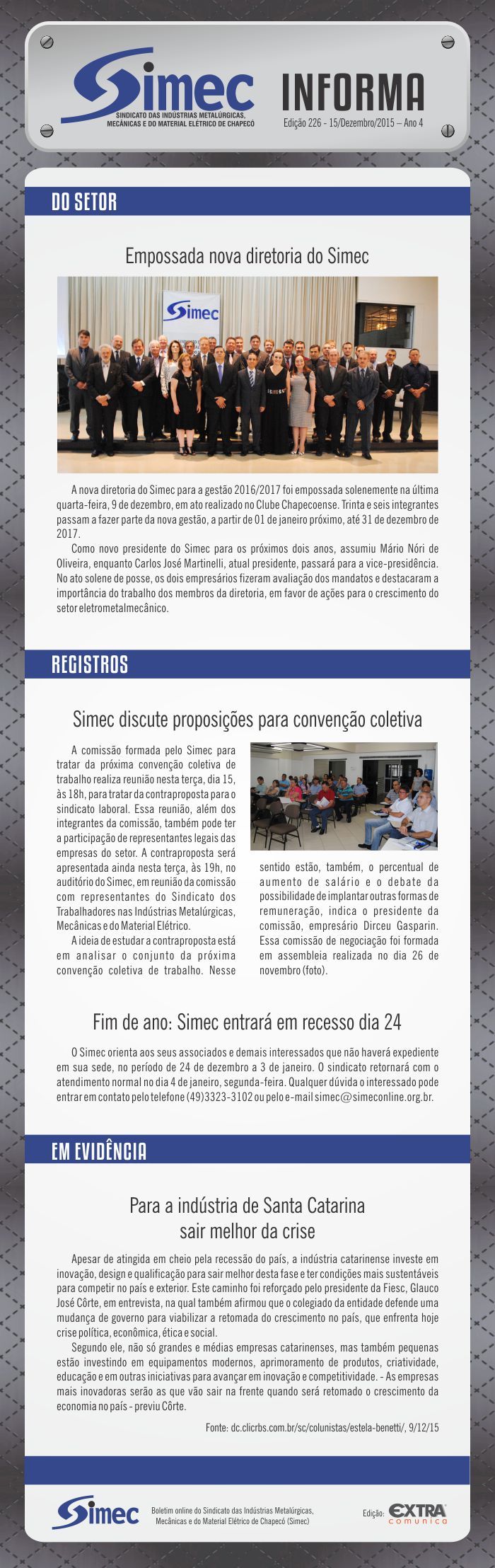 SIMEC - Sindicato das Indstrias Metalrgicas, Mecnicas e do Material Eltrico de Chapec/SC -