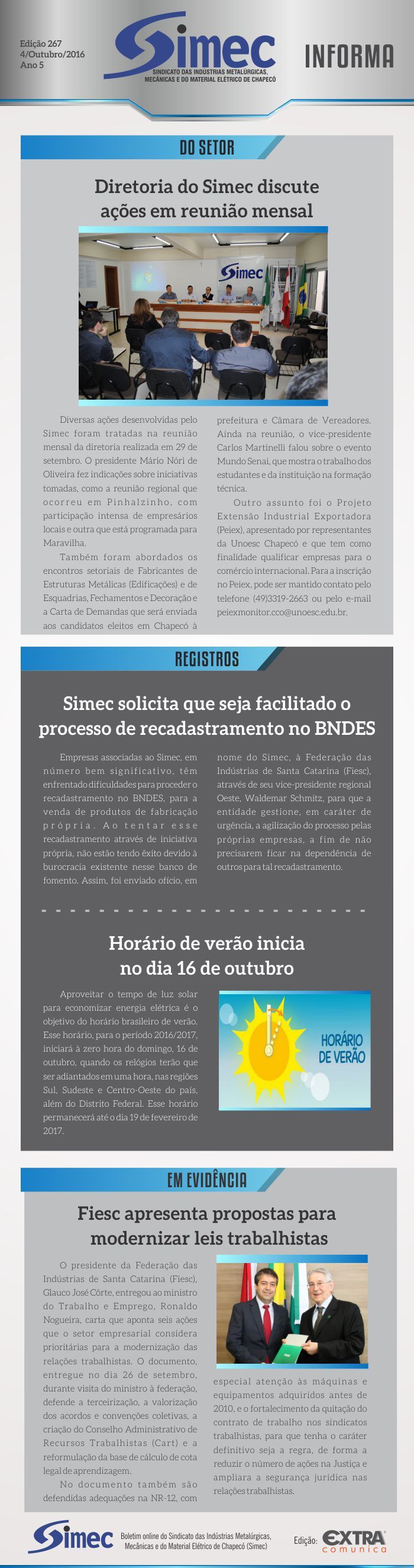 SIMEC - Sindicato das Indstrias Metalrgicas, Mecnicas e do Material Eltrico de Chapec/SC -