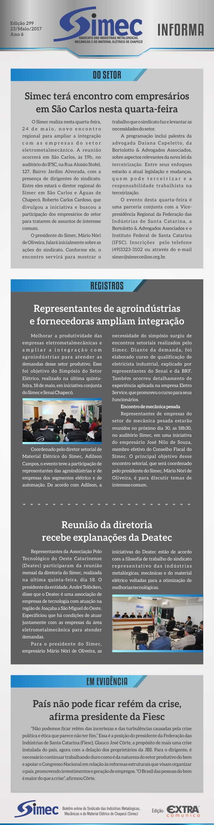 SIMEC - Sindicato das Indústrias Metalúrgicas, Mecânicas e do Material Elétrico de Chapecó/SC -