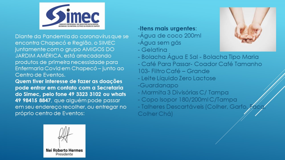 SIMEC - Sindicato das Indústrias Metalúrgicas, Mecânicas e do Material Elétrico de Chapecó/SC -