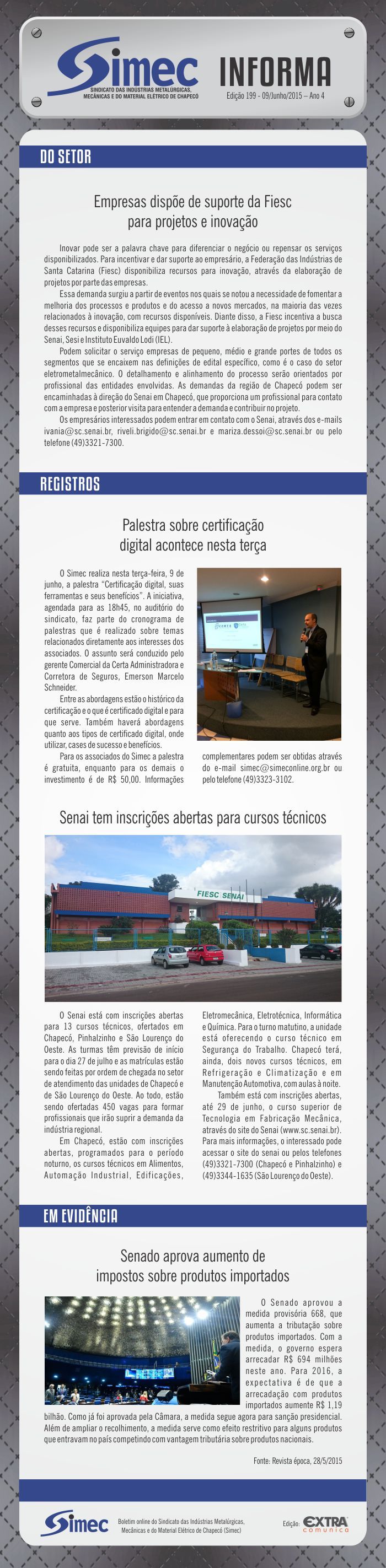 SIMEC - Sindicato das Indústrias Metalúrgicas, Mecânicas e do Material Elétrico de Chapecó/SC -