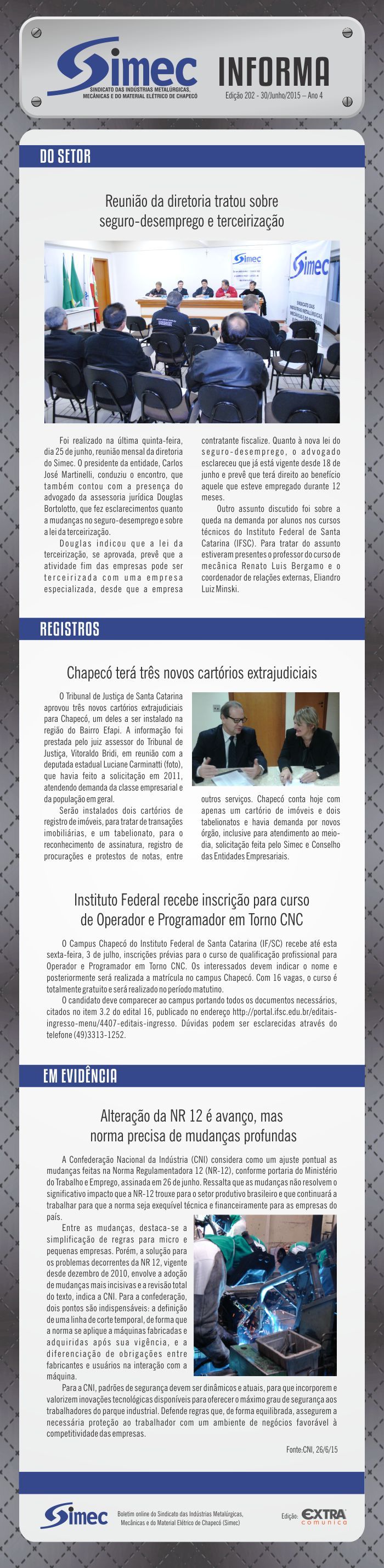 SIMEC - Sindicato das Indústrias Metalúrgicas, Mecânicas e do Material Elétrico de Chapecó/SC -