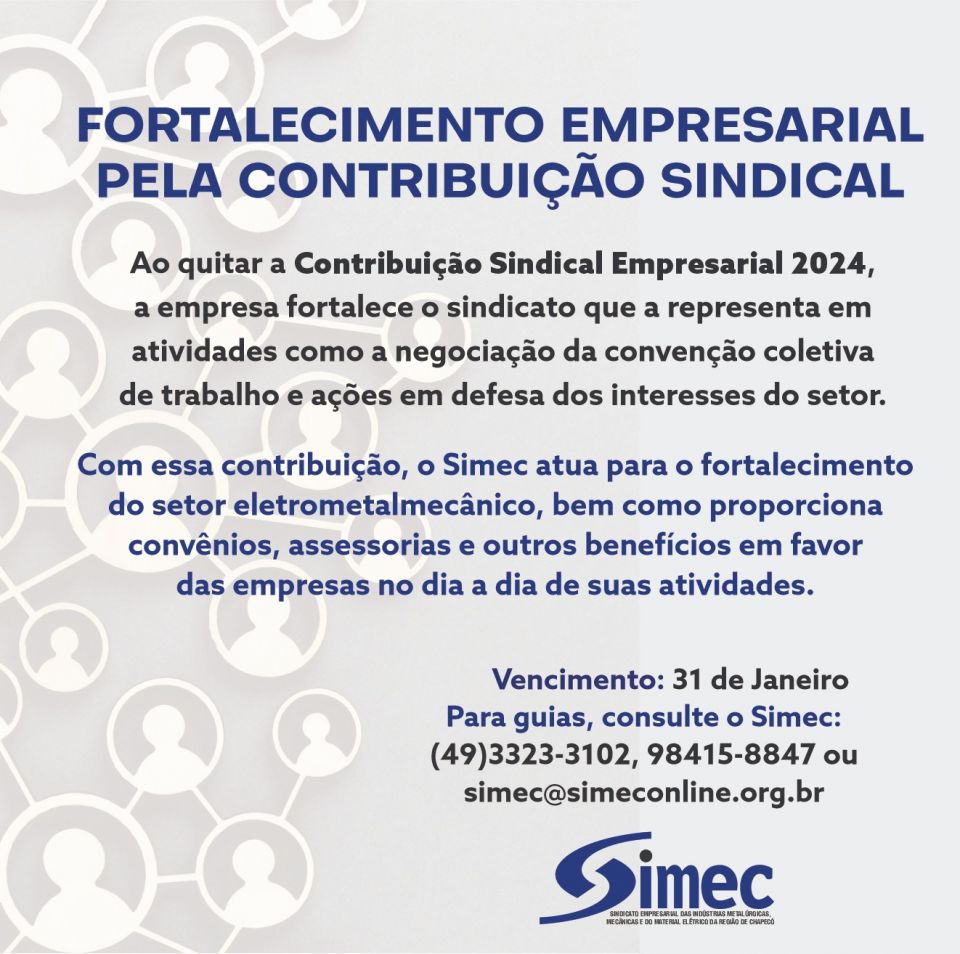 SIMEC - Sindicato das Indústrias Metalúrgicas, Mecânicas e do Material Elétrico de Chapecó/SC -