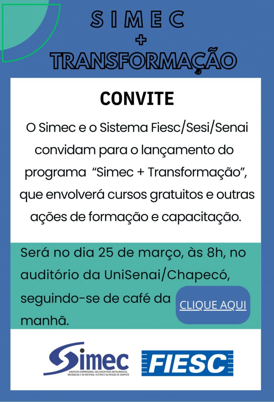 SIMEC - Sindicato das Indústrias Metalúrgicas, Mecânicas e do Material Elétrico de Chapecó/SC -