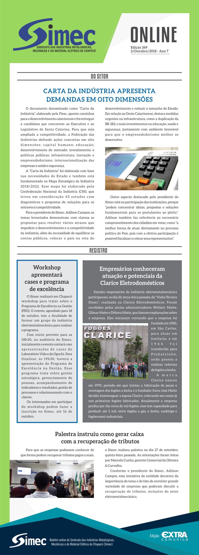 SIMEC - Sindicato das Indústrias Metalúrgicas, Mecânicas e do Material Elétrico de Chapecó/SC -