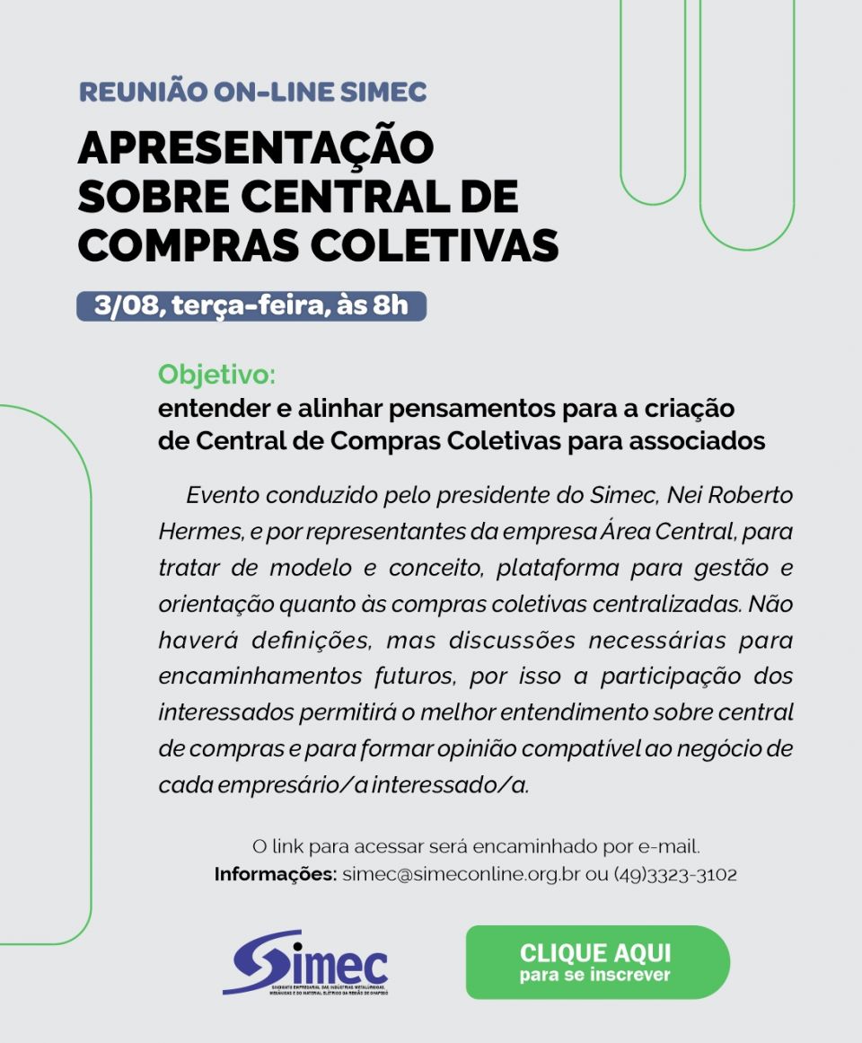 SIMEC - Sindicato das Indústrias Metalúrgicas, Mecânicas e do Material Elétrico de Chapecó/SC -