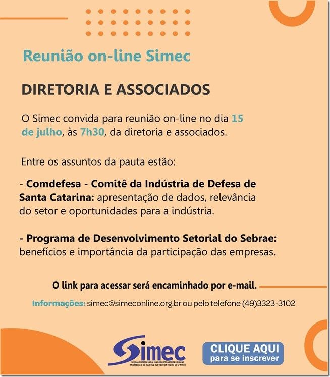 SIMEC - Sindicato das Indústrias Metalúrgicas, Mecânicas e do Material Elétrico de Chapecó/SC -