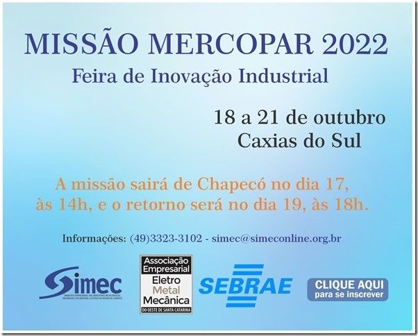 SIMEC - Sindicato das Indústrias Metalúrgicas, Mecânicas e do Material Elétrico de Chapecó/SC -