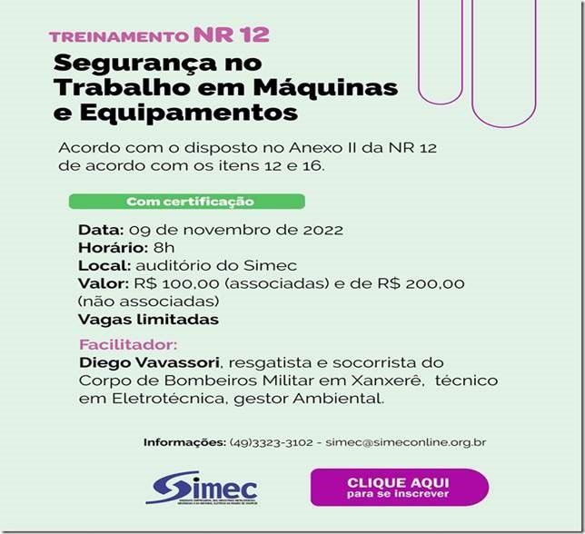 SIMEC - Sindicato das Indústrias Metalúrgicas, Mecânicas e do Material Elétrico de Chapecó/SC -