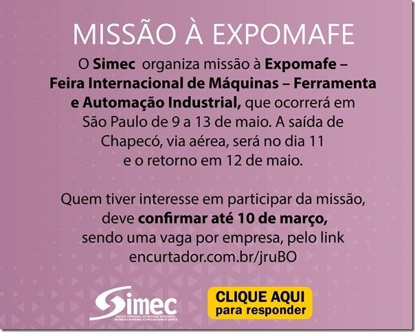 SIMEC - Sindicato das Indústrias Metalúrgicas, Mecânicas e do Material Elétrico de Chapecó/SC -